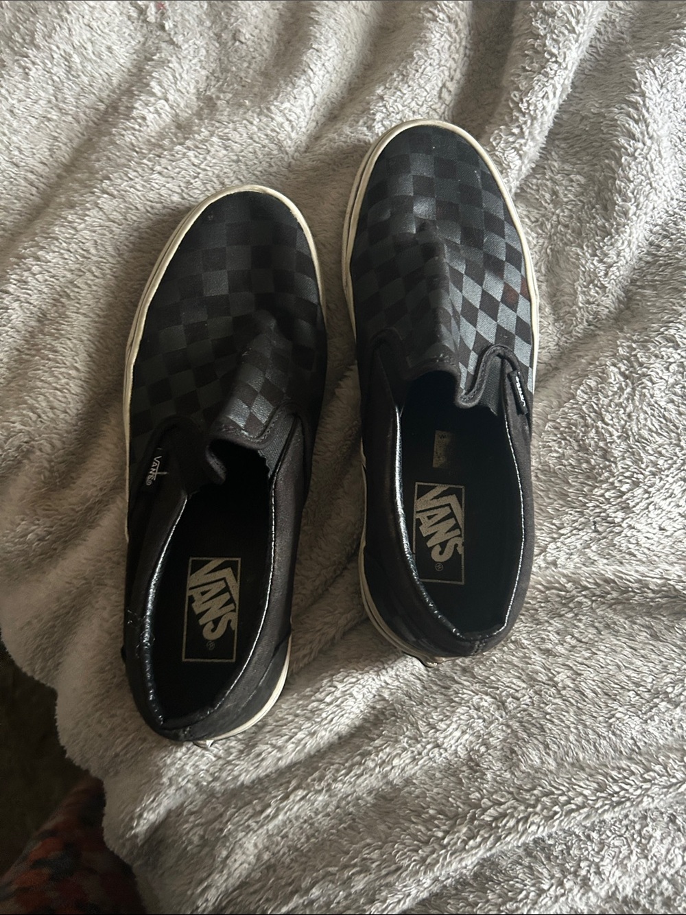 Vans Black Checkerboard Slip-On Loafers